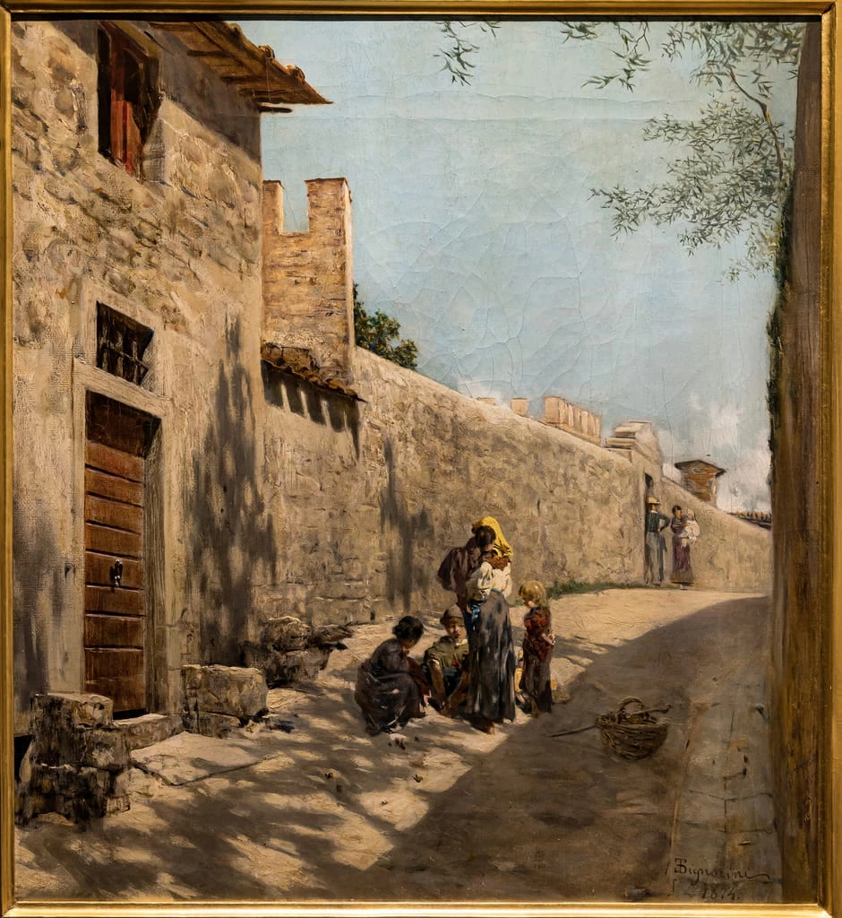 Telemaco Signorini-532-Piccola Toscana, strada con figure